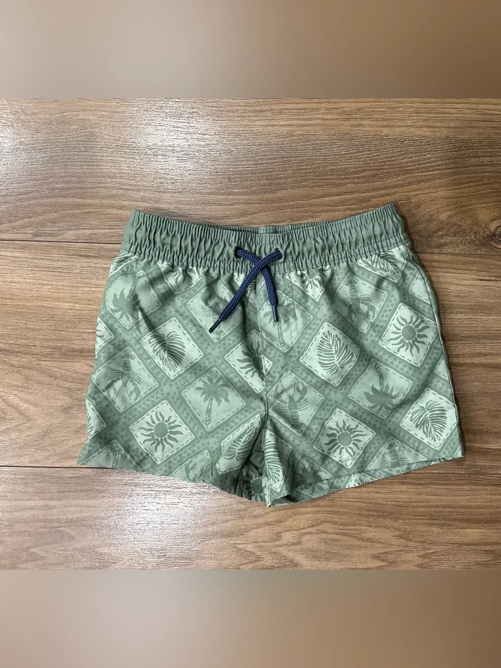 OshKosh B'gosh Olive Green Printed Swim Trunks